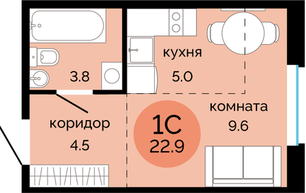 22,9 м², квартира-студия 3 320 000 ₽ - изображение 31