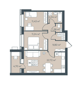 Квартира 65,3 м², 3-комнатная - изображение 1