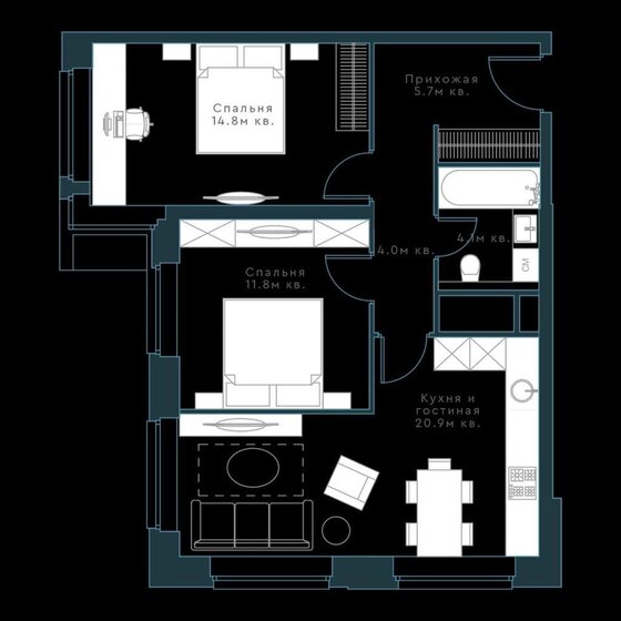 95,5 м², 3-комнатная квартира 31 500 000 ₽ - изображение 1