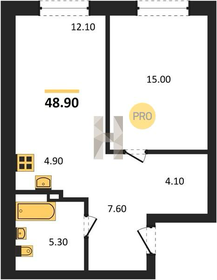 Квартира 48,9 м², 1-комнатная - изображение 1