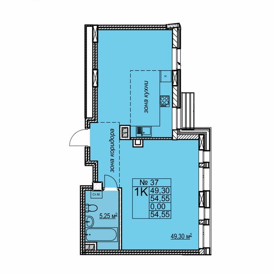 54,6 м², 1-комнатная квартира 20 190 000 ₽ - изображение 1