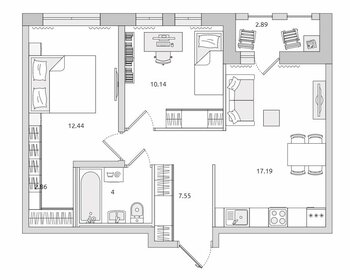 Квартира 57,1 м², 2-комнатная - изображение 1