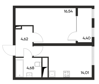 Квартира 44,3 м², 1-комнатная - изображение 1