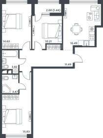 Квартира 77,4 м², 3-комнатная - изображение 1