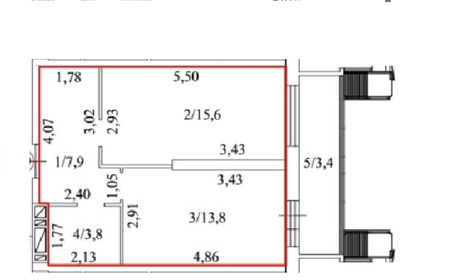 Квартира 41,1 м², 1-комнатная - изображение 1