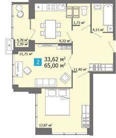 Квартира 65 м², 2-комнатная - изображение 1