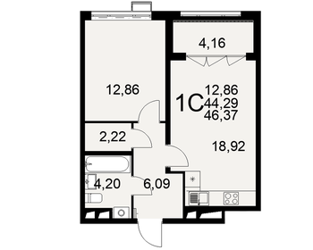46,4 м², 1-комнатная квартира 7 100 000 ₽ - изображение 23