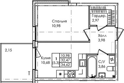 27,3 м², 1-комнатная квартира 7 365 000 ₽ - изображение 1