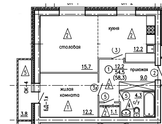 61,1 м², квартира-студия 6 300 000 ₽ - изображение 93