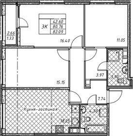 Квартира 82,1 м², 3-комнатная - изображение 1