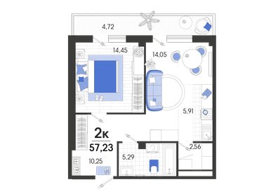 42,6 м², 2-комнатная квартира 6 770 220 ₽ - изображение 17