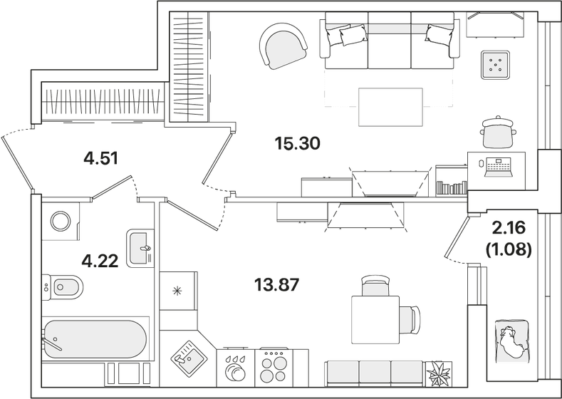 39 м², 1-комнатная квартира 9 960 431 ₽ - изображение 24