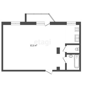 Квартира 61,6 м², 1-комнатная - изображение 3