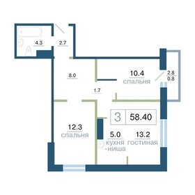 Квартира 58,4 м², 3-комнатная - изображение 1