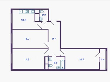 Квартира 71,8 м², 3-комнатная - изображение 1