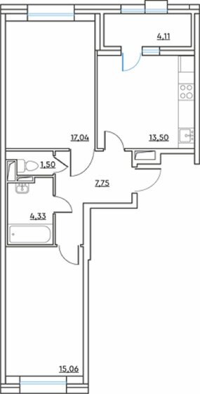 61,7 м², 2-комнатная квартира 16 600 000 ₽ - изображение 1