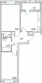 Квартира 61,7 м², 2-комнатная - изображение 1