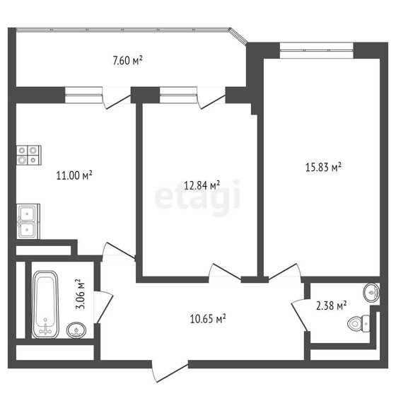 59,6 м², 2-комнатная квартира 7 000 000 ₽ - изображение 1