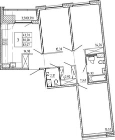 Квартира 82,1 м², 3-комнатная - изображение 1