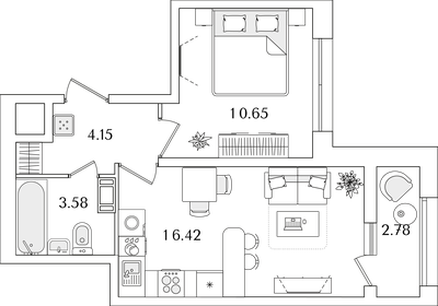 35,6 м², 1-комнатная квартира 10 504 545 ₽ - изображение 29