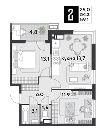 65,7 м², 2-комнатная квартира 5 500 000 ₽ - изображение 75