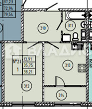 Квартира 35,8 м², 1-комнатная - изображение 1