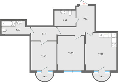 69,4 м², 3-комнатная квартира 9 680 000 ₽ - изображение 6