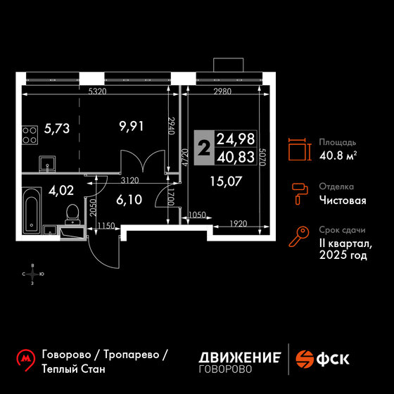 40,8 м², 2-комнатные апартаменты 11 085 144 ₽ - изображение 1