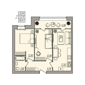 Квартира 56,6 м², 2-комнатная - изображение 1