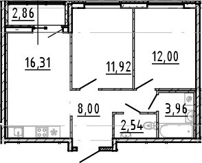 Квартира 56,2 м², 2-комнатная - изображение 5