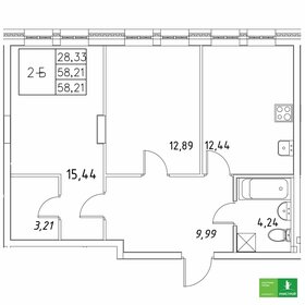 Квартира 58,2 м², 2-комнатная - изображение 1