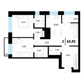 Квартира 65,9 м², 2-комнатная - изображение 1