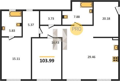 Квартира 104 м², 2-комнатная - изображение 1