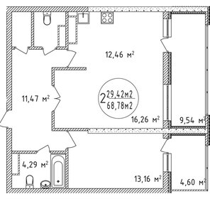 Квартира 68,8 м², 2-комнатная - изображение 1