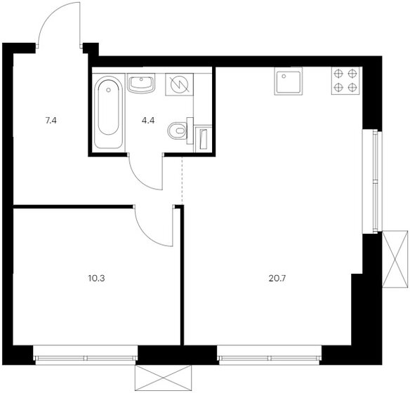 42,8 м², 1-комнатная квартира 17 040 000 ₽ - изображение 1