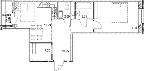 43,5 м², 1-комнатная квартира 12 661 410 ₽ - изображение 41