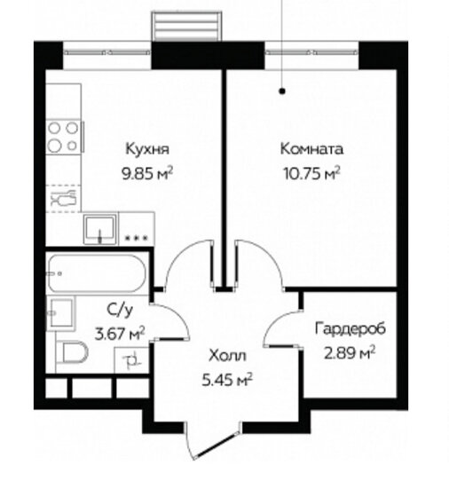 32,6 м², 1-комнатные апартаменты 10 914 907 ₽ - изображение 1