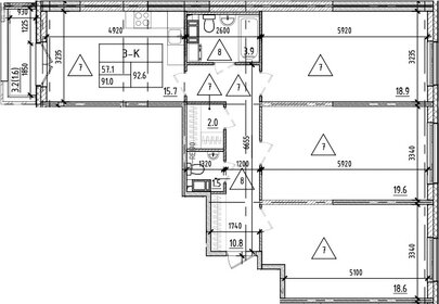 Квартира 92,6 м², 3-комнатная - изображение 1