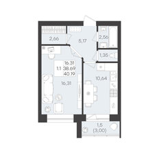 Квартира 40,2 м², 1-комнатная - изображение 3