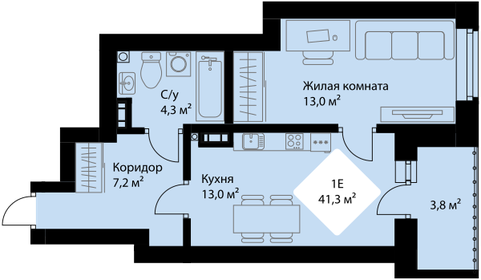 40,6 м², 1-комнатная квартира 6 595 000 ₽ - изображение 67