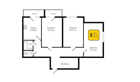 Квартира 100 м², 3-комнатная - изображение 1