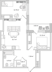 61,8 м², 2-комнатная квартира 9 640 491 ₽ - изображение 13