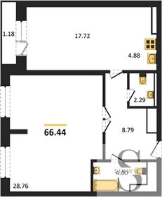 Квартира 66,4 м², 2-комнатная - изображение 1