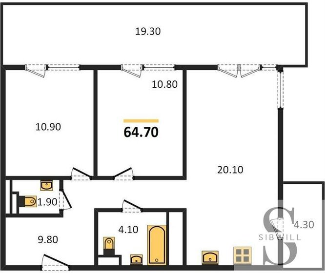 64,7 м², 2-комнатная квартира 9 025 650 ₽ - изображение 1