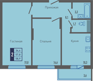 55 м², 2-комнатная квартира 5 500 000 ₽ - изображение 14