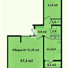 Квартира 71,3 м², 2-комнатная - изображение 2