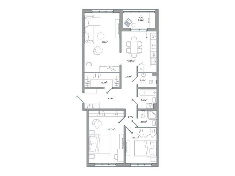 91,6 м², 3-комнатная квартира 14 014 800 ₽ - изображение 1