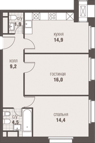 Квартира 60,9 м², 2-комнатная - изображение 1