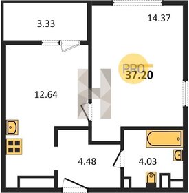 Квартира 37,2 м², 1-комнатная - изображение 1