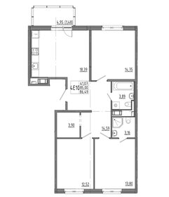 Квартира 86,5 м², 3-комнатная - изображение 1